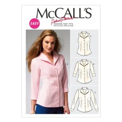 6750 MCCALLS PALMER PLETSCH SEMI FIT BUTTON SHIRT SLEEVES OR NOT EZ PATTERN 16-24 uncut